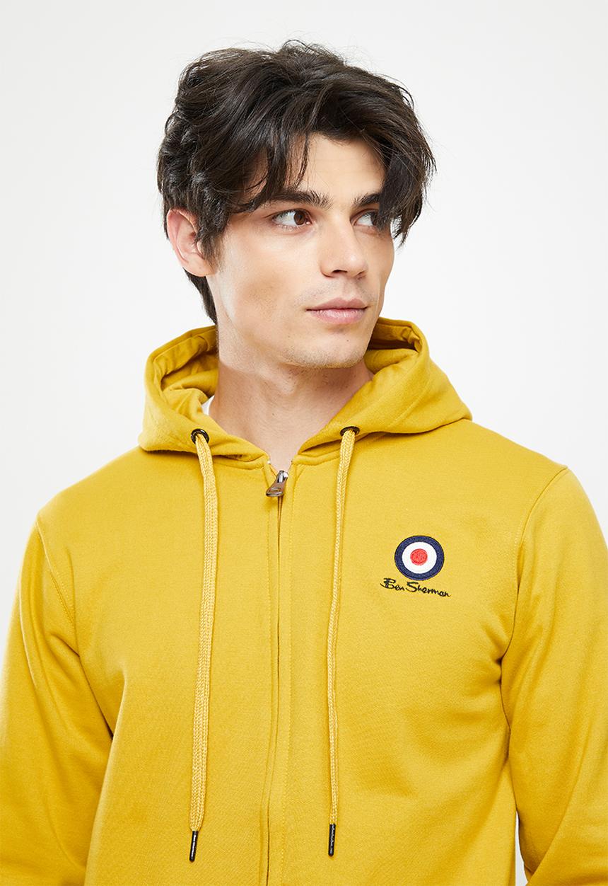Ben Sherman - Target emb zip thru hoodie - dijon