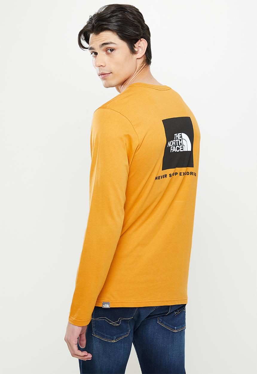 The North Face - M long sleeve red box tee - orange 