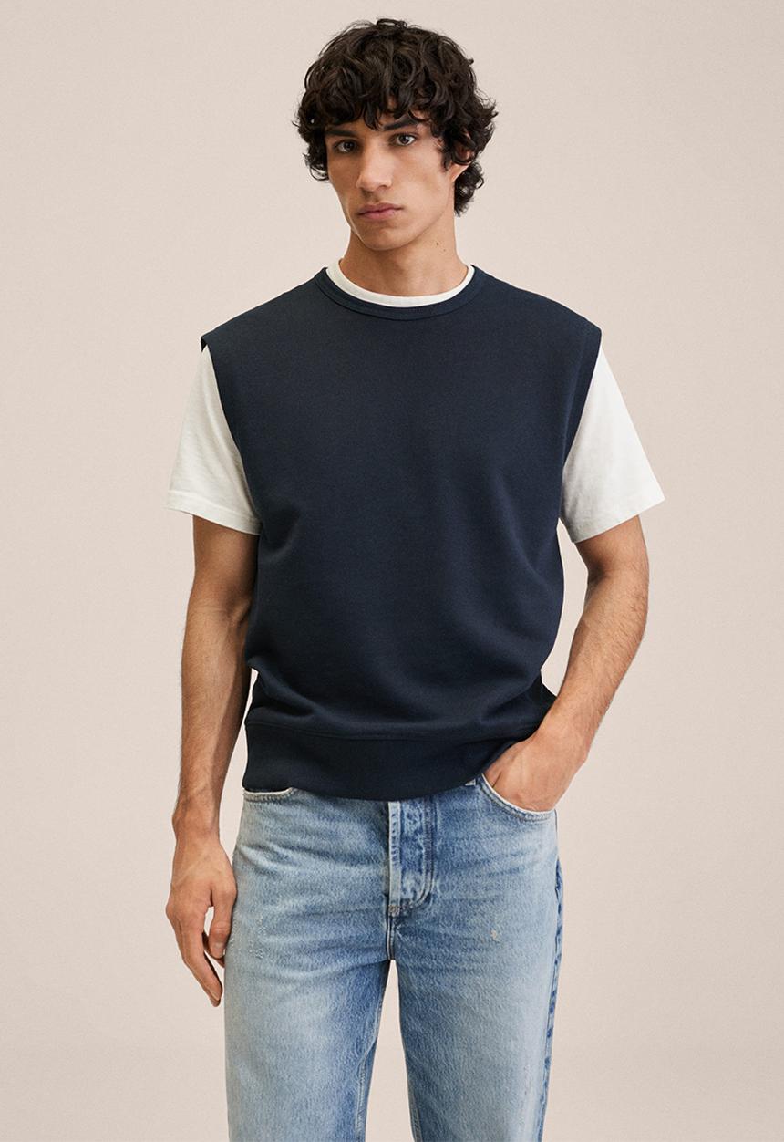 MANGO - Mauro Cotton Sweatshirt Vest - dark navy