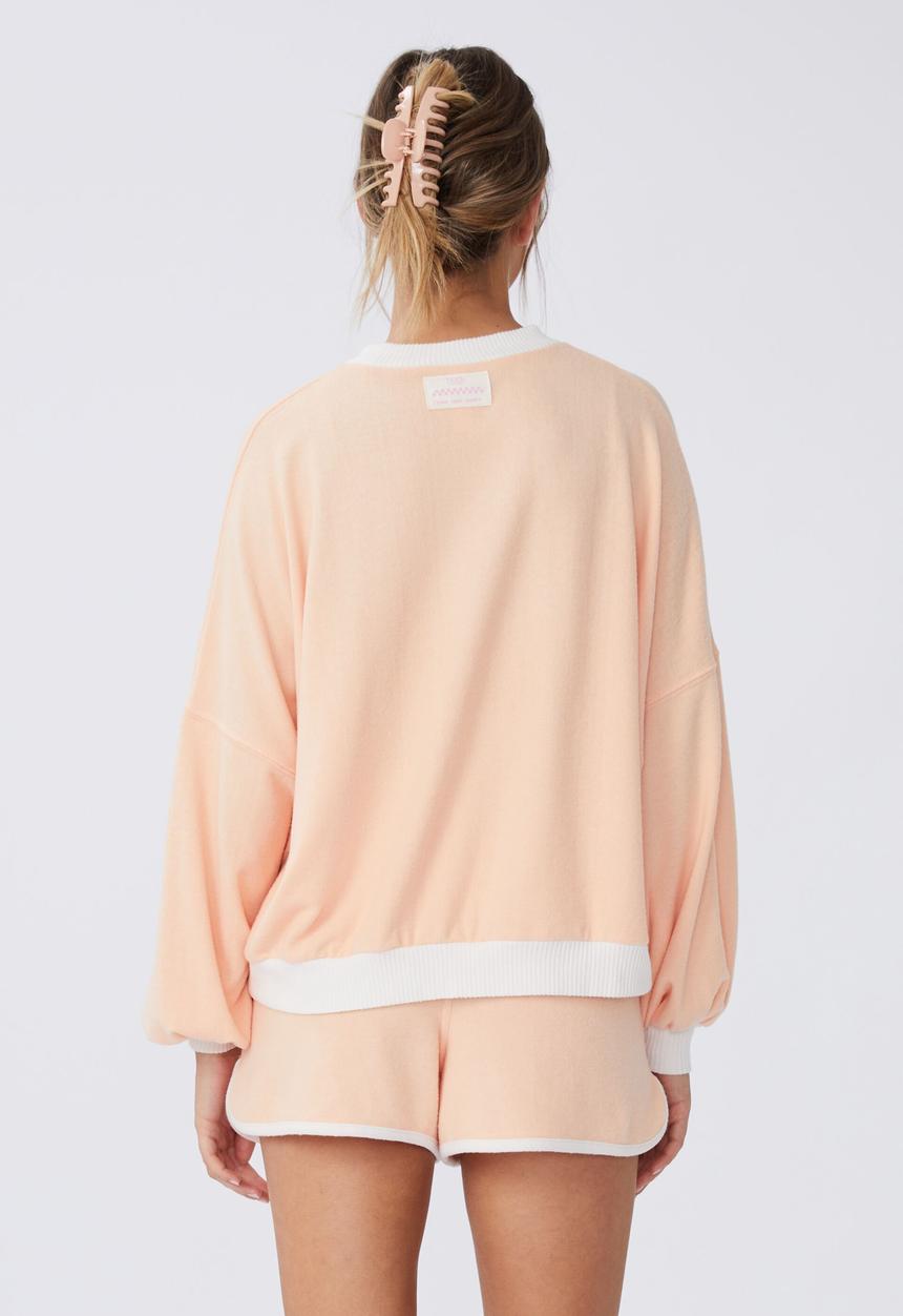 Cotton On - Super soft long sleeve sweater - peach & white tipping
