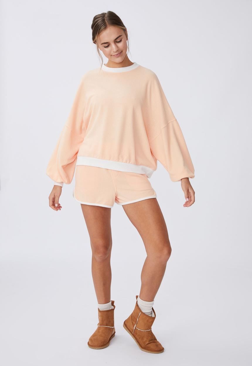 Cotton On - Super soft long sleeve sweater - peach & white tipping