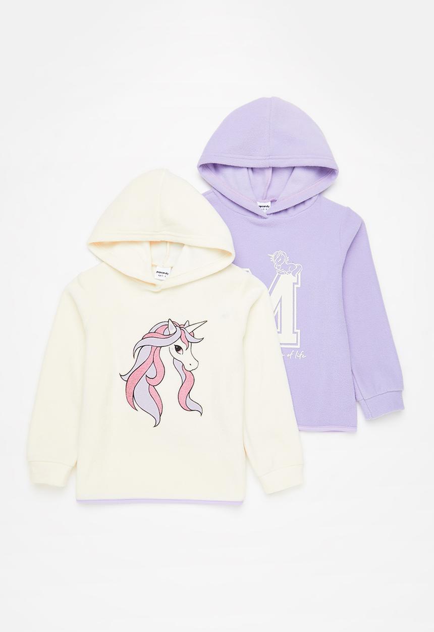 Pop Candy - 2 pack polar fleece hoodie set - beige & lilac