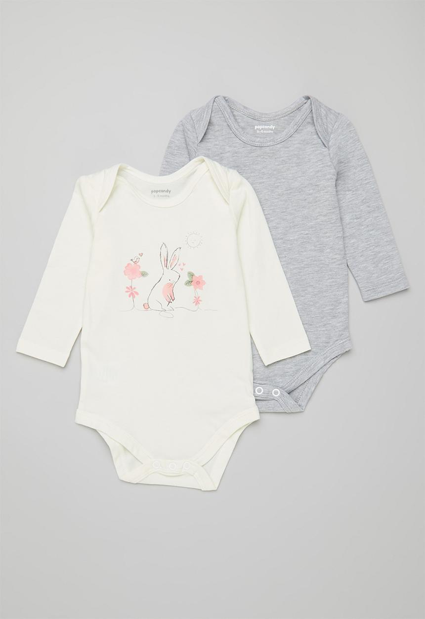 Pop Candy - Girls 2 pack design vests - grey & white