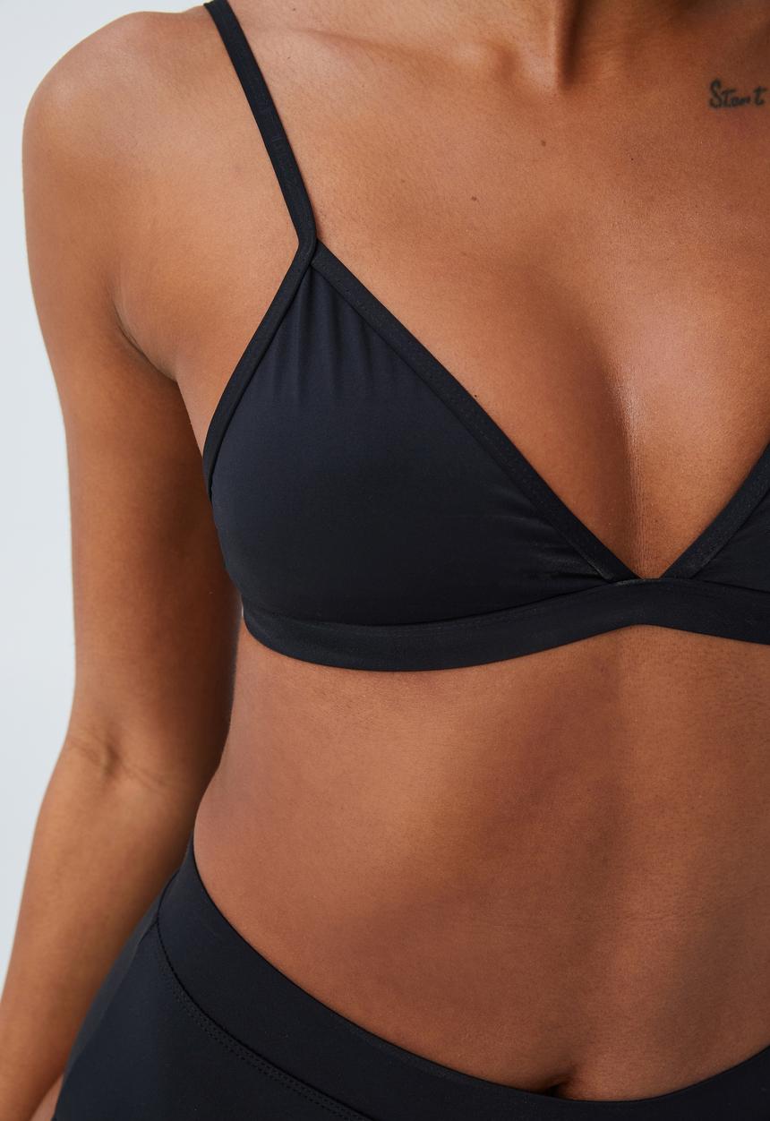 Cotton On - Contrast fixed triangle bikini top - black