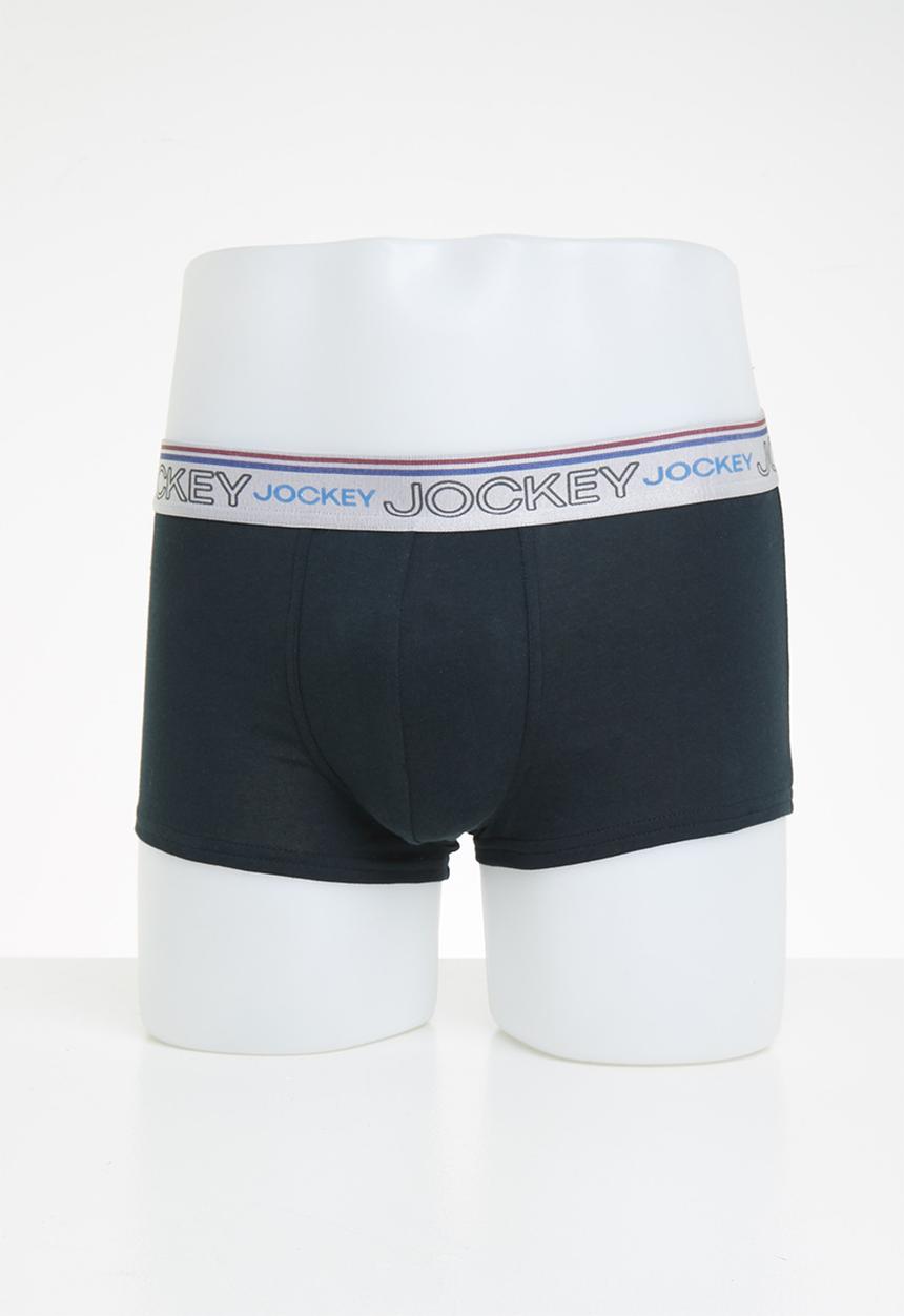 Jockey - 2 pack long leg one up stretch pouch trunk - black & blue