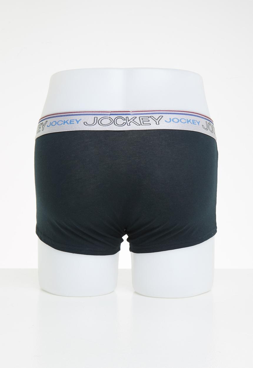 Jockey - 2 pack long leg one up stretch pouch trunk - black & blue