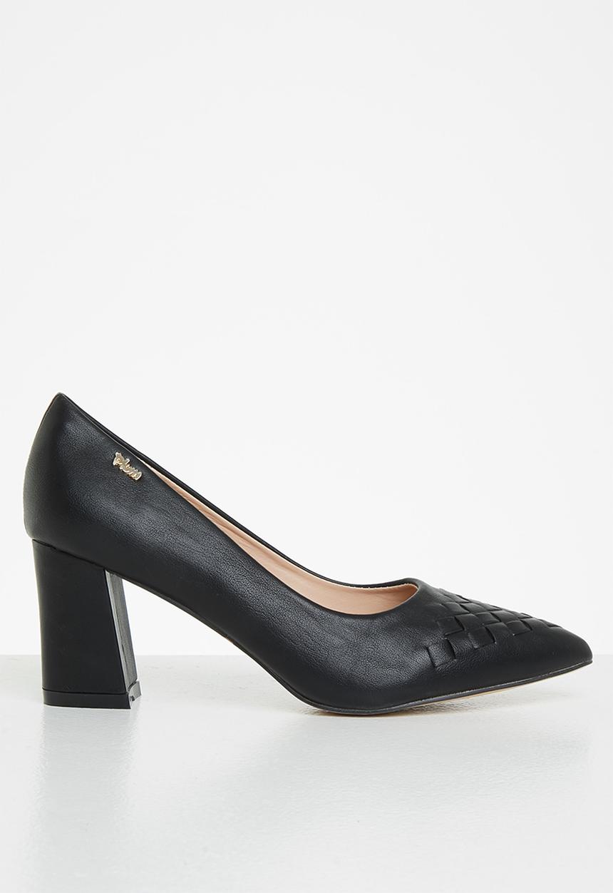 Plum - Holly plaited court heel - black