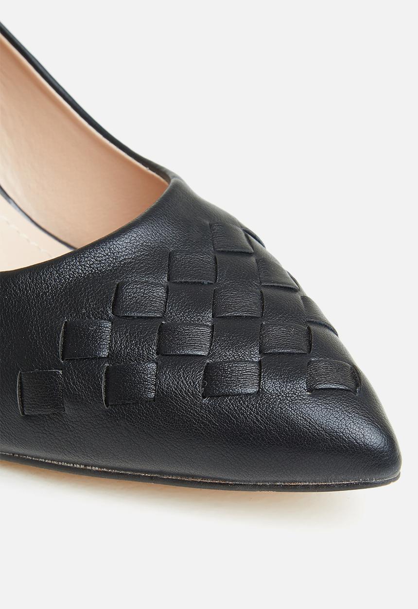 Plum - Holly plaited court heel - black