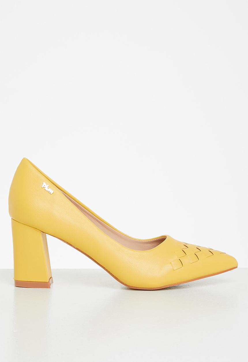 Plum - Holly plaited court heel - mustard