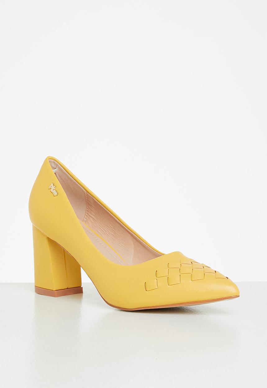 Plum - Holly plaited court heel - mustard