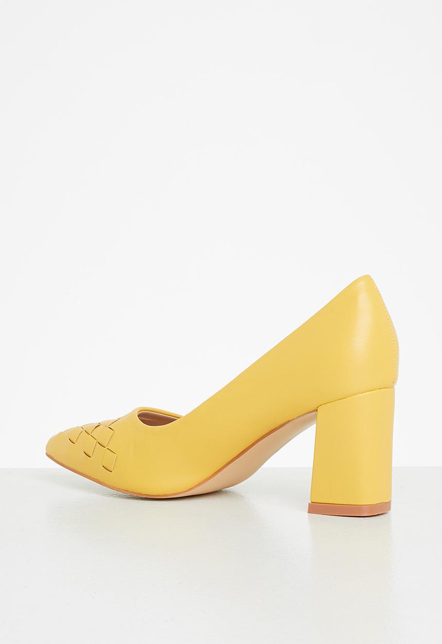 Plum - Holly plaited court heel - mustard