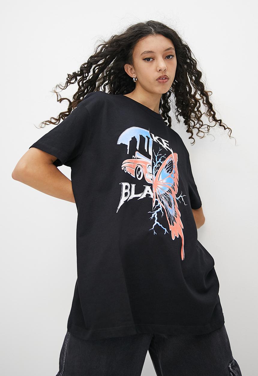 Blake - Graphic oversized tee - black