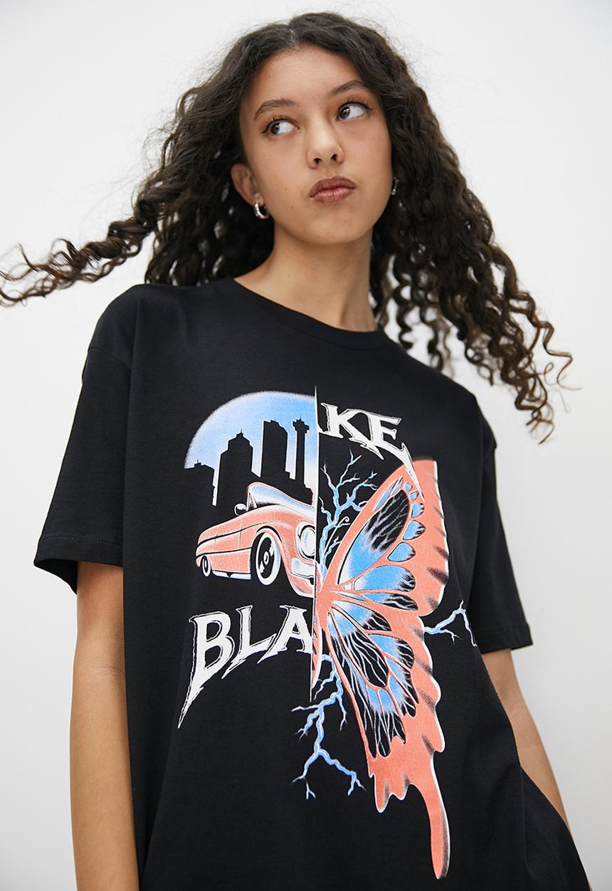 Blake - Graphic oversized tee - black