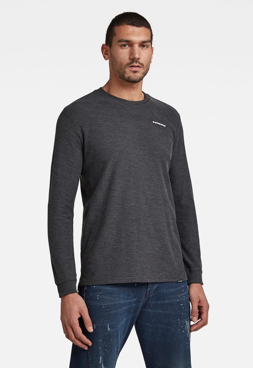 G-STAR - Textured stitch sweater r t long sleeve - black