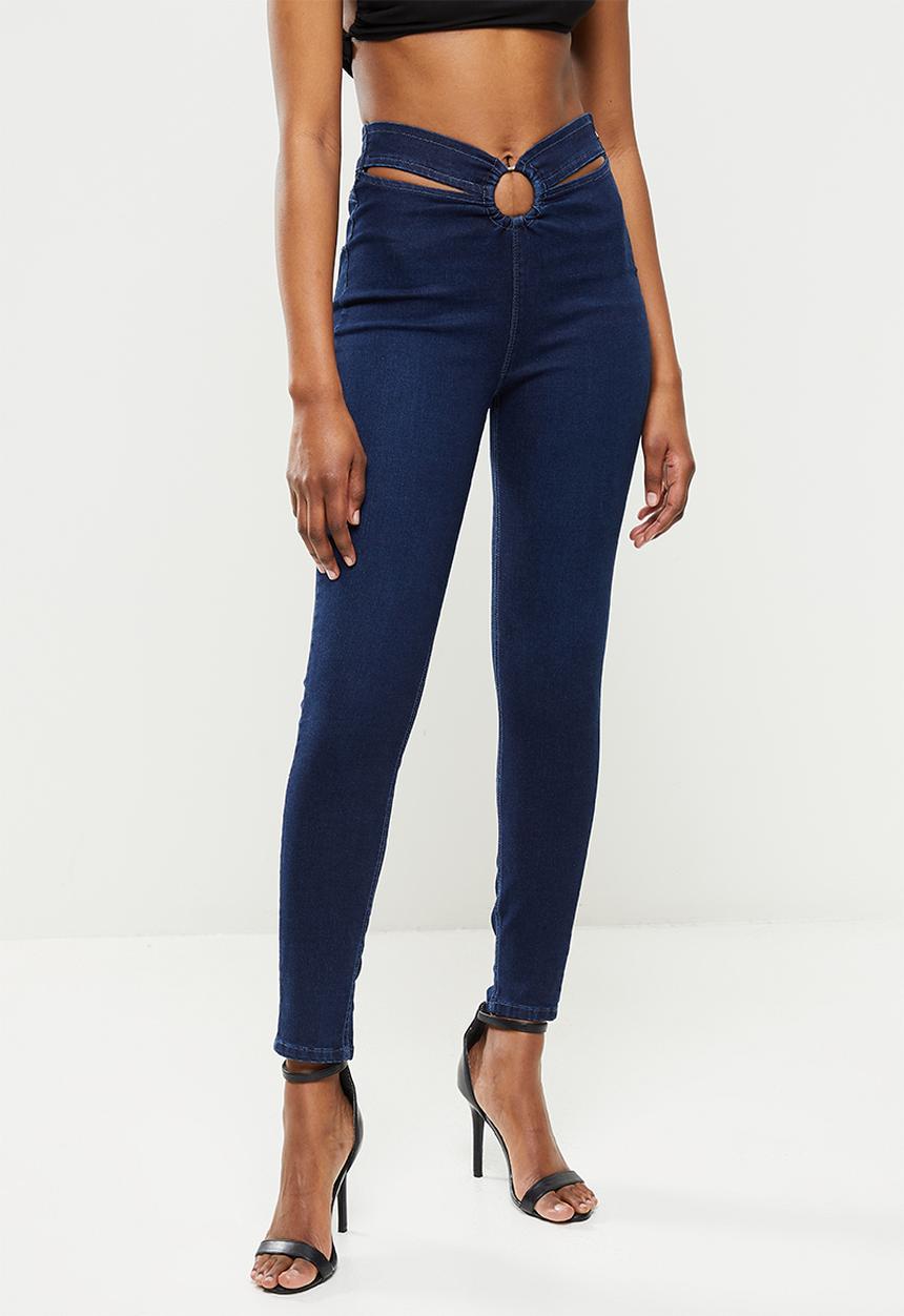 SISSY BOY - Super high waist jeans with o ring - indigo