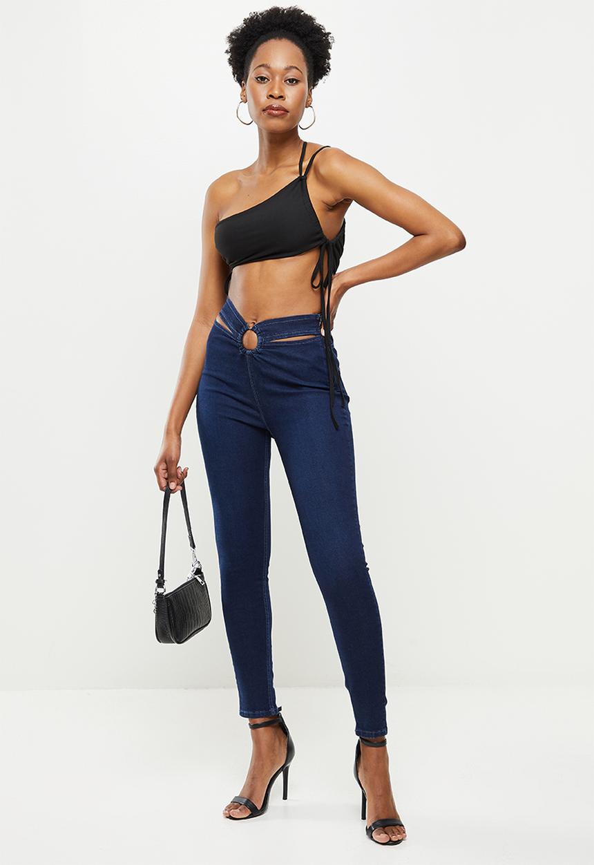 SISSY BOY - Super high waist jeans with o ring - indigo