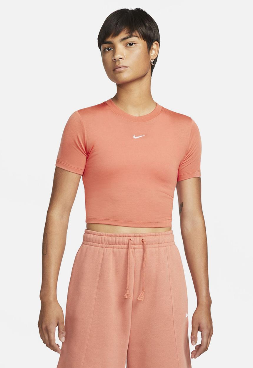 Nike - W nsw essential tee slim crp lbr - madder root
