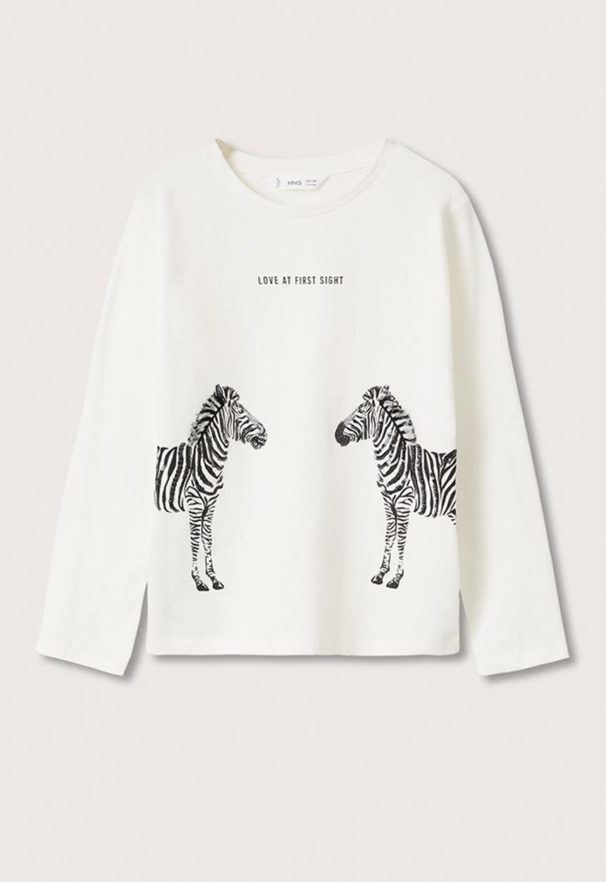 MANGO - T-shirt animals - white
