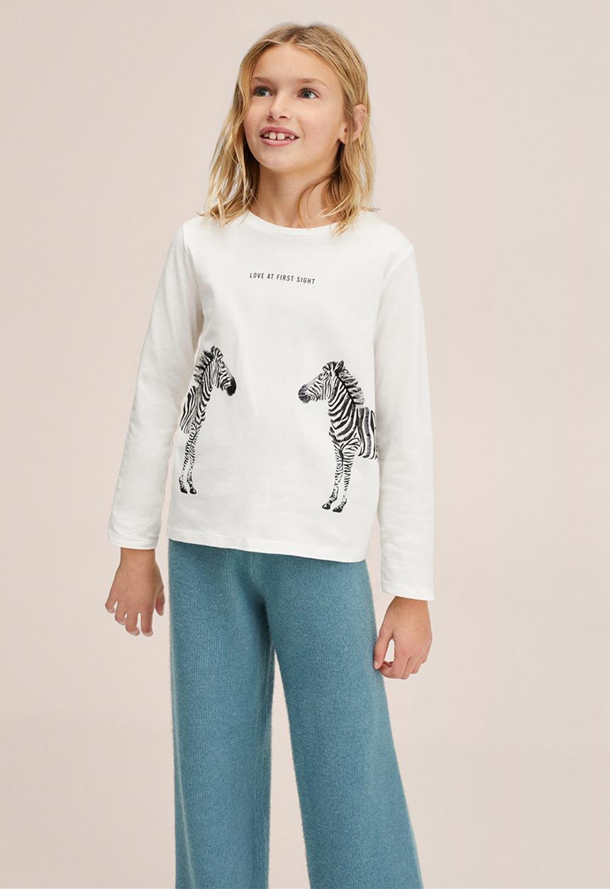 MANGO - T-shirt animals - white
