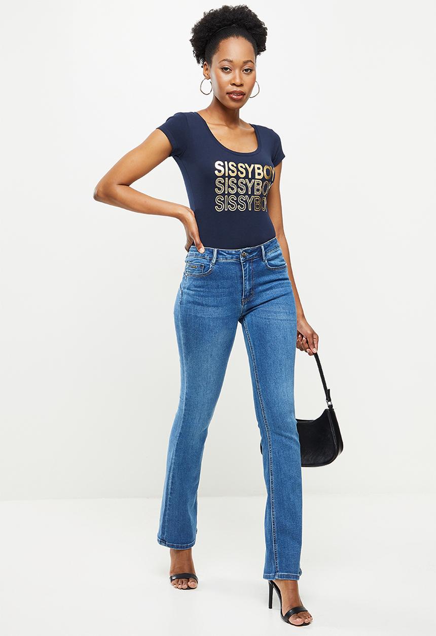 SISSY BOY - Shimmy shimmy: basic round neck fitted top - navy