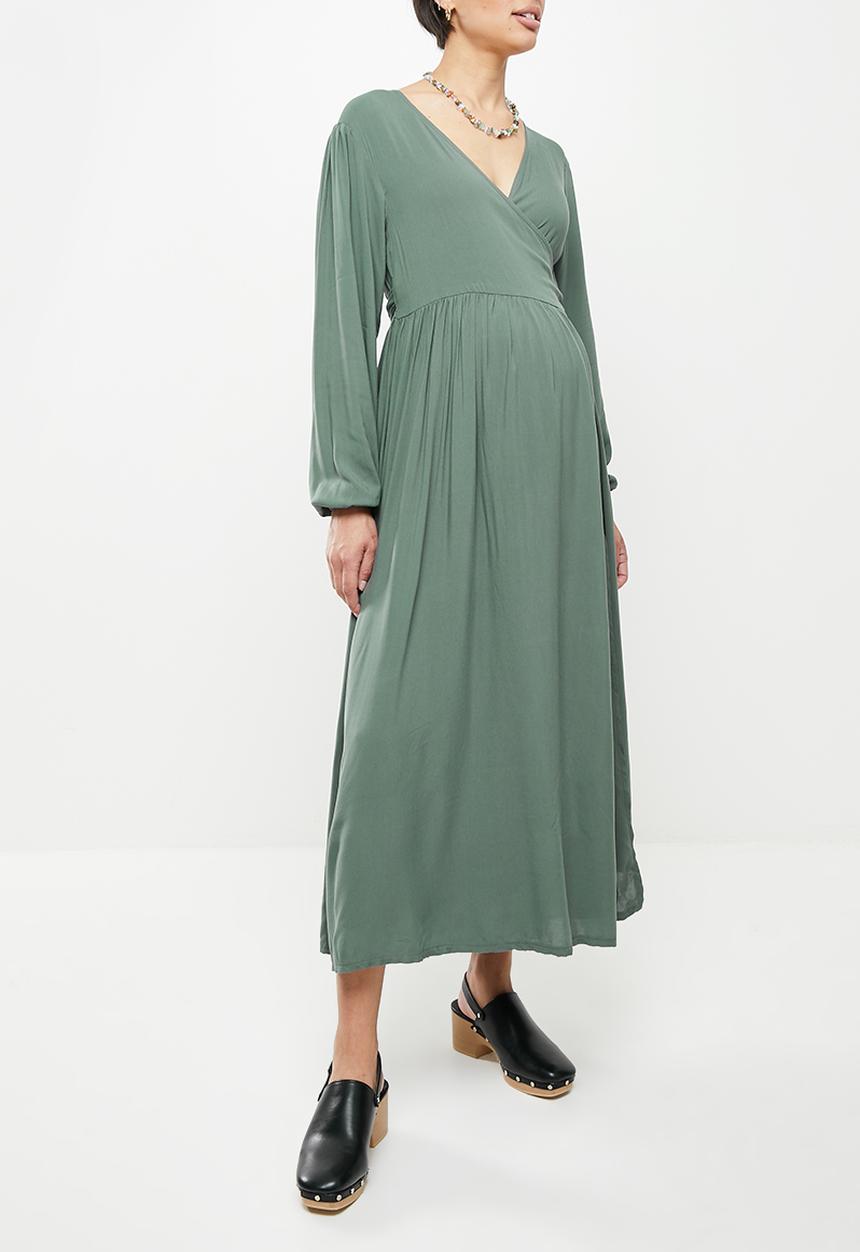 Superbalist - Maternity long sleeve wrap nursing dress - teal