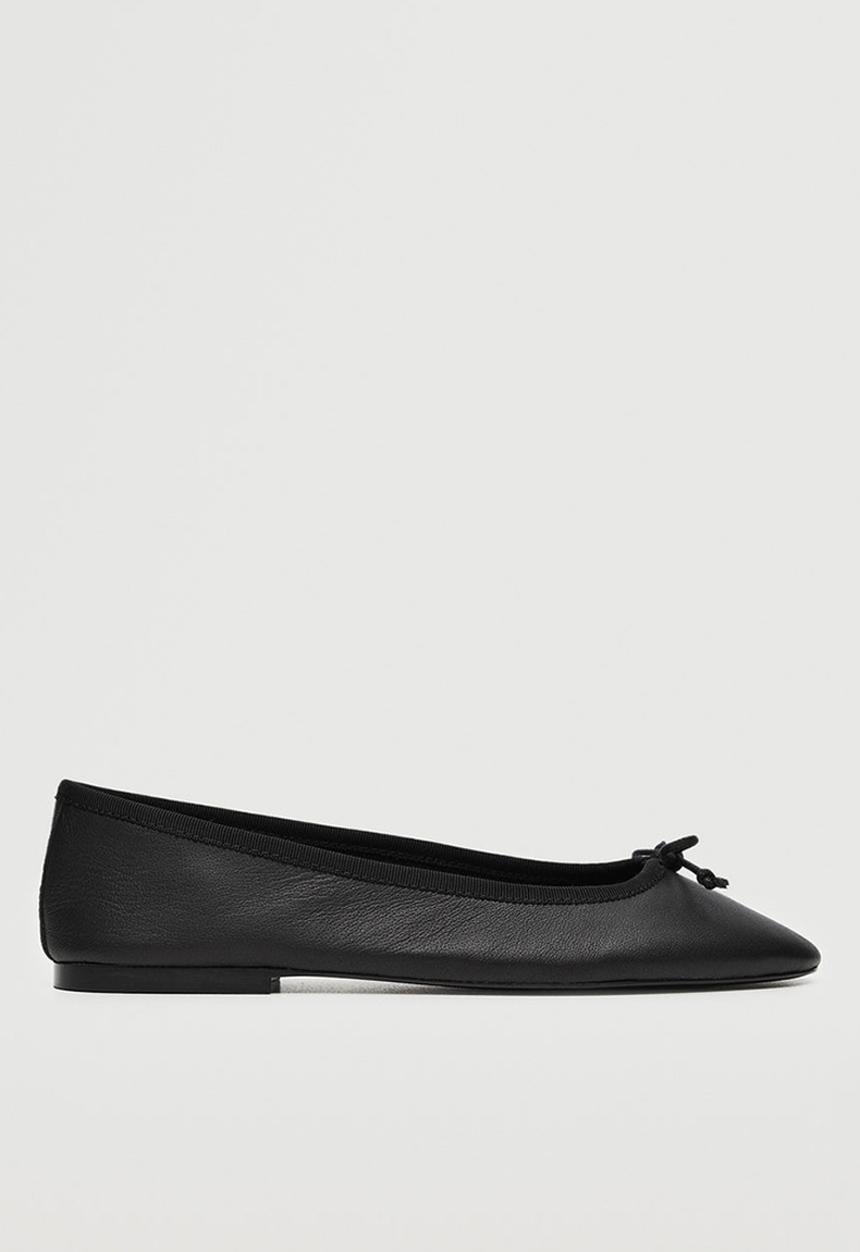 MANGO - Baila leather ballerina - black