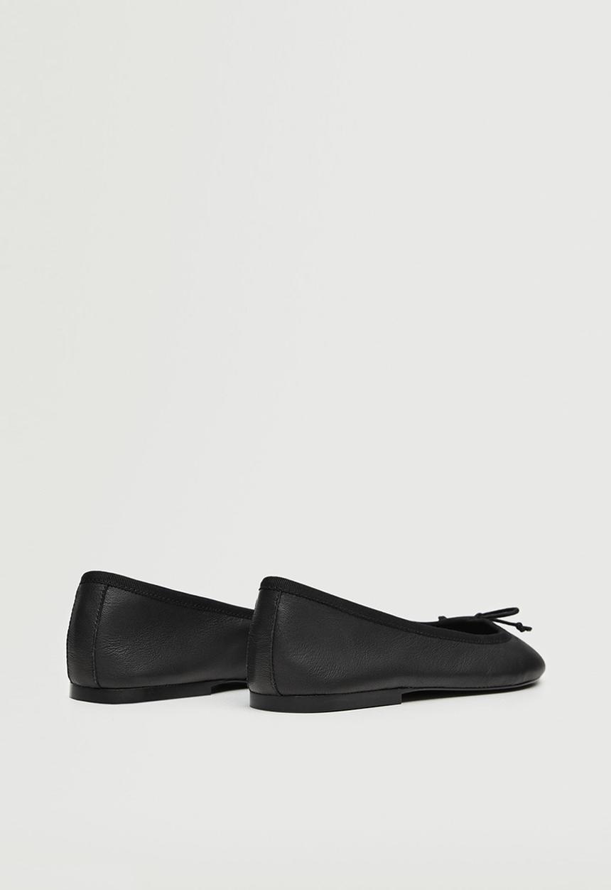 MANGO - Baila leather ballerina - black
