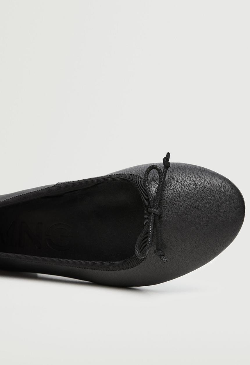 MANGO - Baila leather ballerina - black