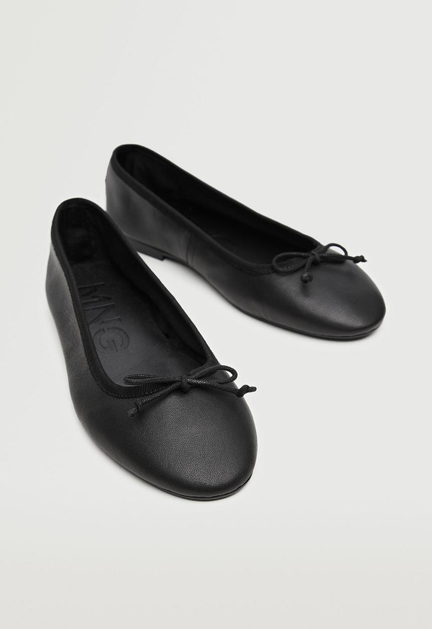 MANGO - Baila leather ballerina - black