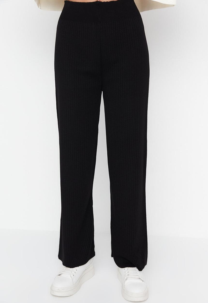 Trendyol - Corduroy knit trousers - black