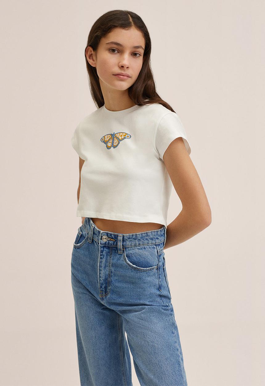 MANGO - T-shirt fly - white