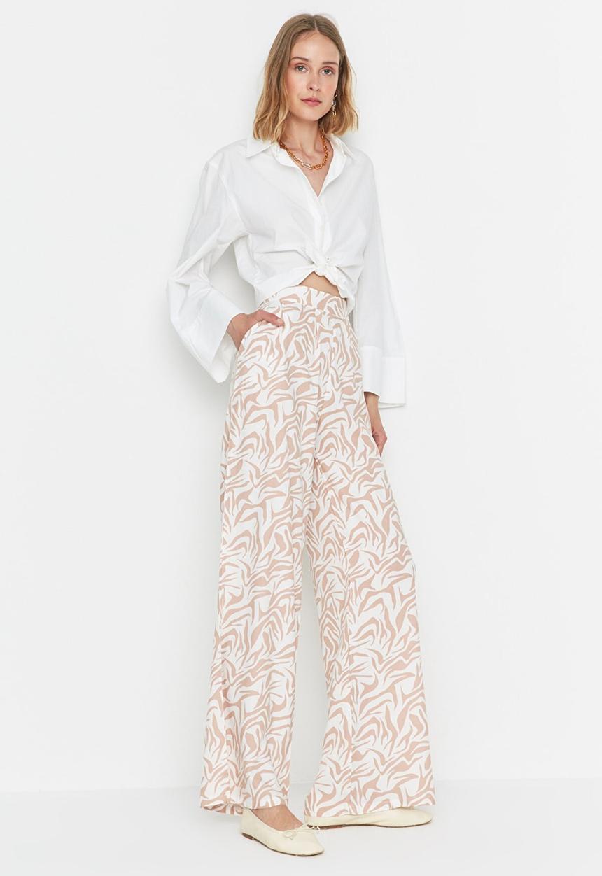 Trendyol - Tall high waist wide leg trousers - beige