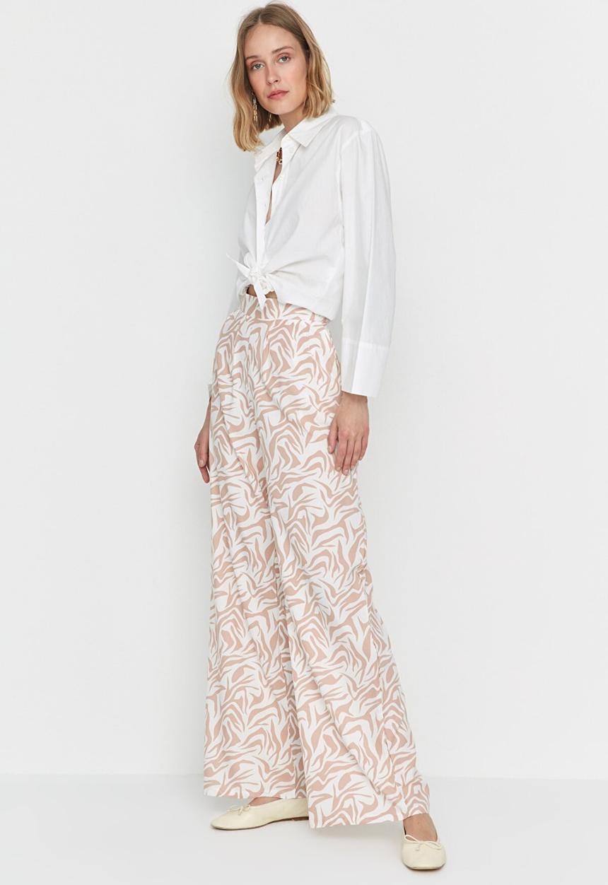 Trendyol - Tall high waist wide leg trousers - beige
