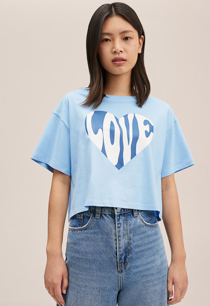 MANGO - T-shirt love - blue