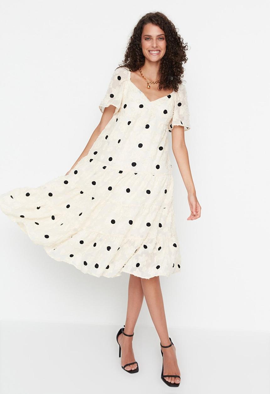 Trendyol - Ruffle dress - ecru