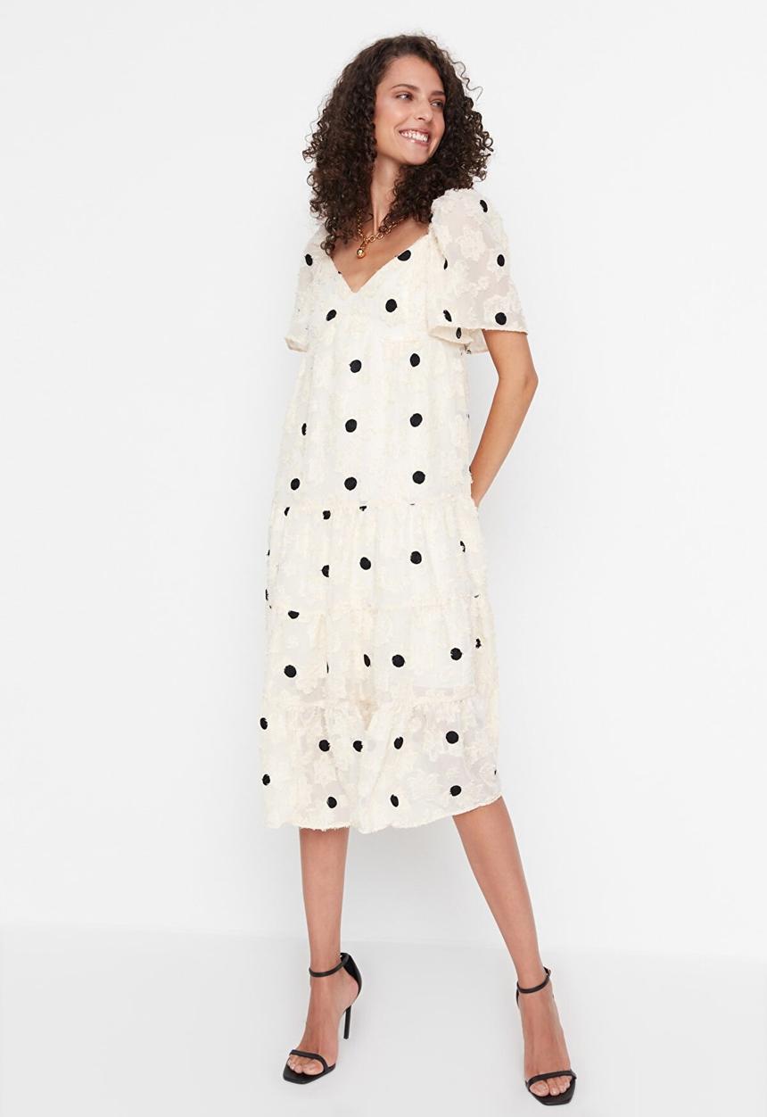 Trendyol - Ruffle dress - ecru