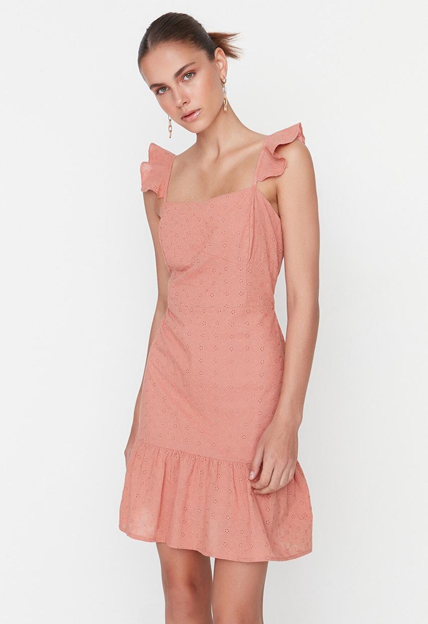 Trendyol - Embroidered dress - brown