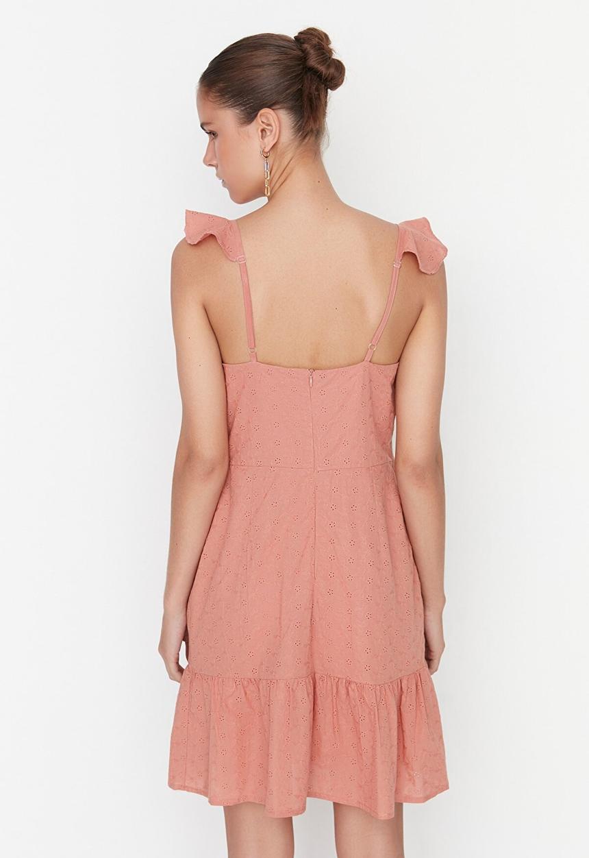 Trendyol - Embroidered dress - brown