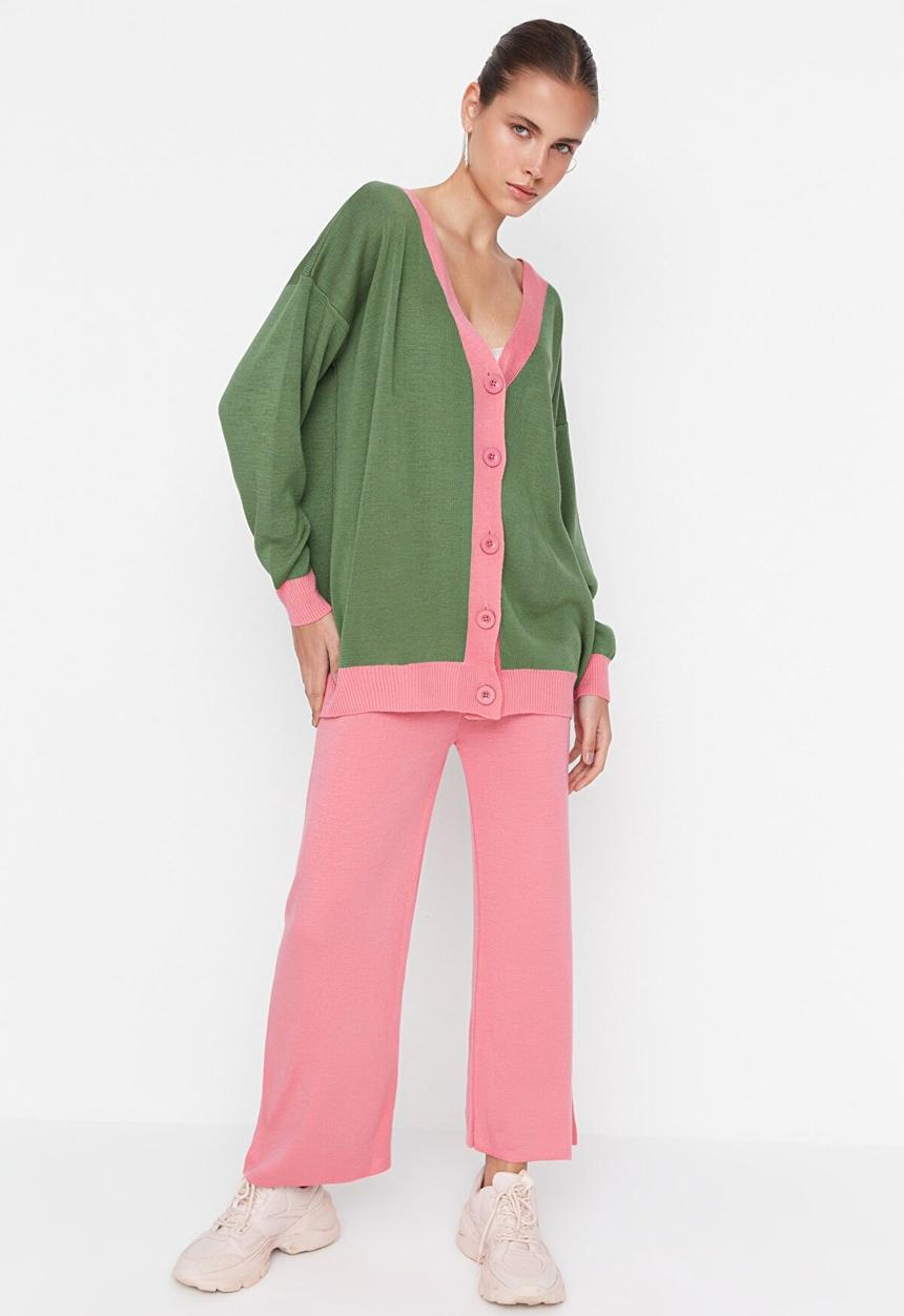 Trendyol - Knit striaght trousers - pink