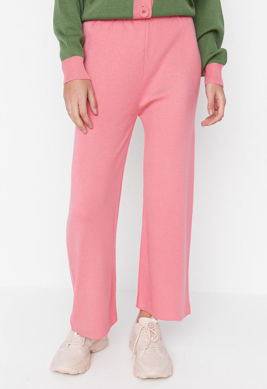 Trendyol - Knit striaght trousers - pink