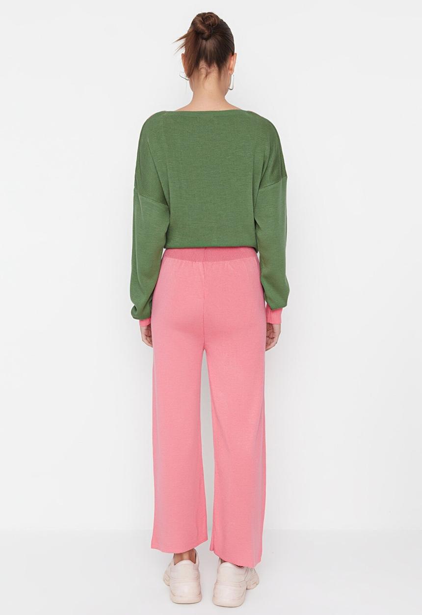 Trendyol - Knit striaght trousers - pink