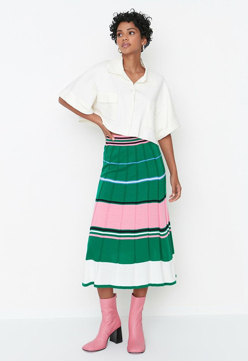 Trendyol - Color block knit midi skirt - multi