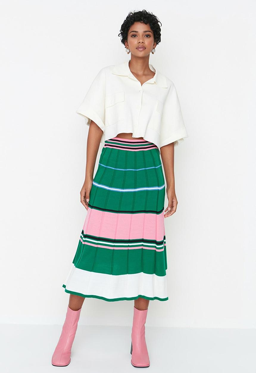 Trendyol - Color block knit midi skirt - multi