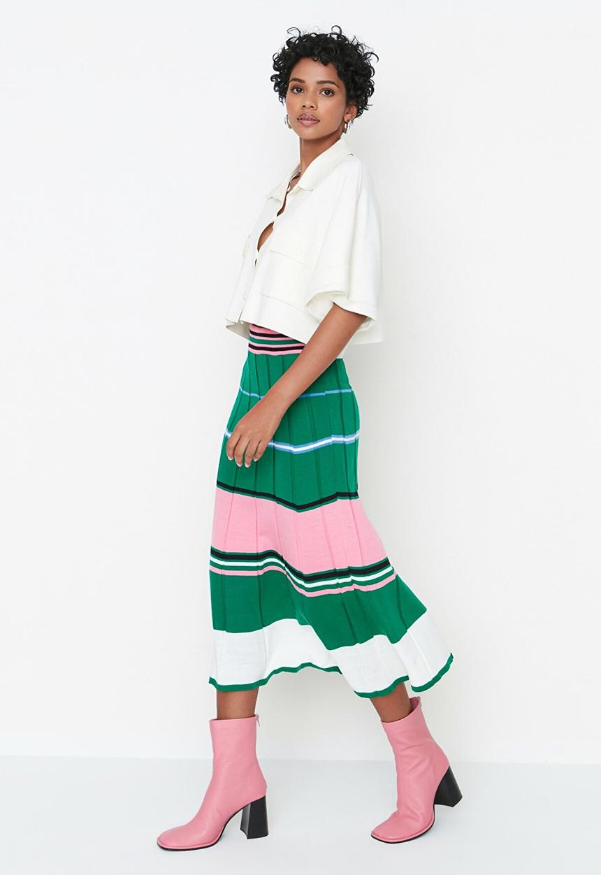 Trendyol - Color block knit midi skirt - multi