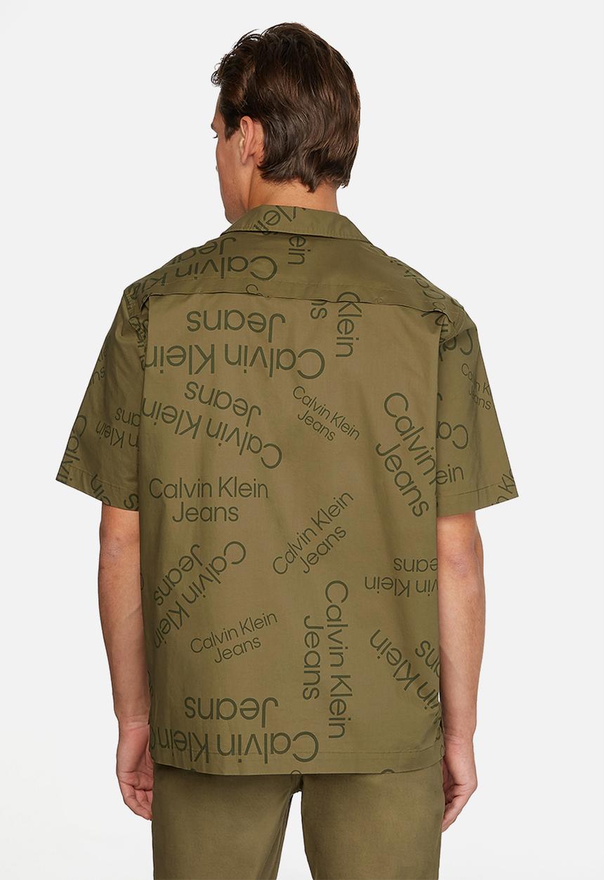 Calvin Klein - Logo aop ss shirt - burnt olive