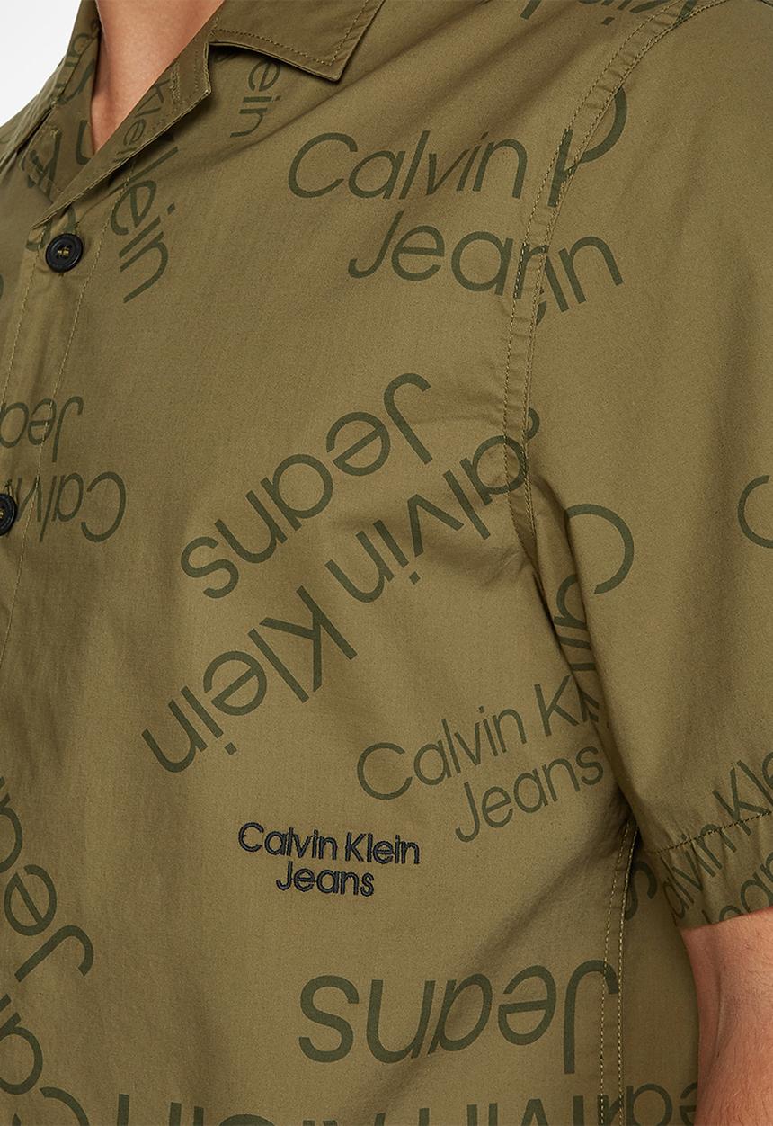 Calvin Klein - Logo aop ss shirt - burnt olive