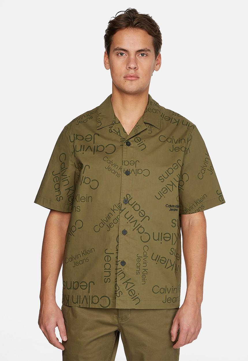 Calvin Klein - Logo aop ss shirt - burnt olive