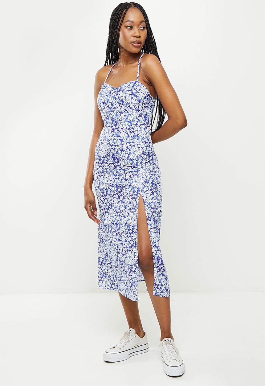 dailyfriday - Strappy midi dress - blue based floral