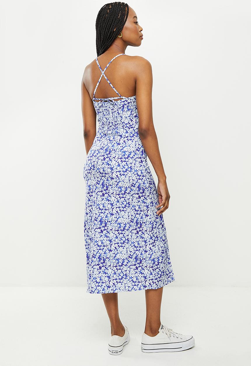 dailyfriday - Strappy midi dress - blue based floral
