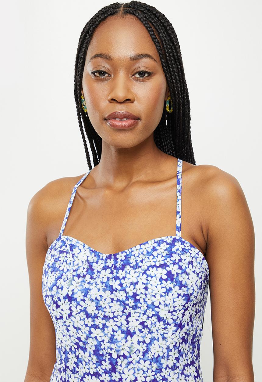 dailyfriday - Strappy midi dress - blue based floral
